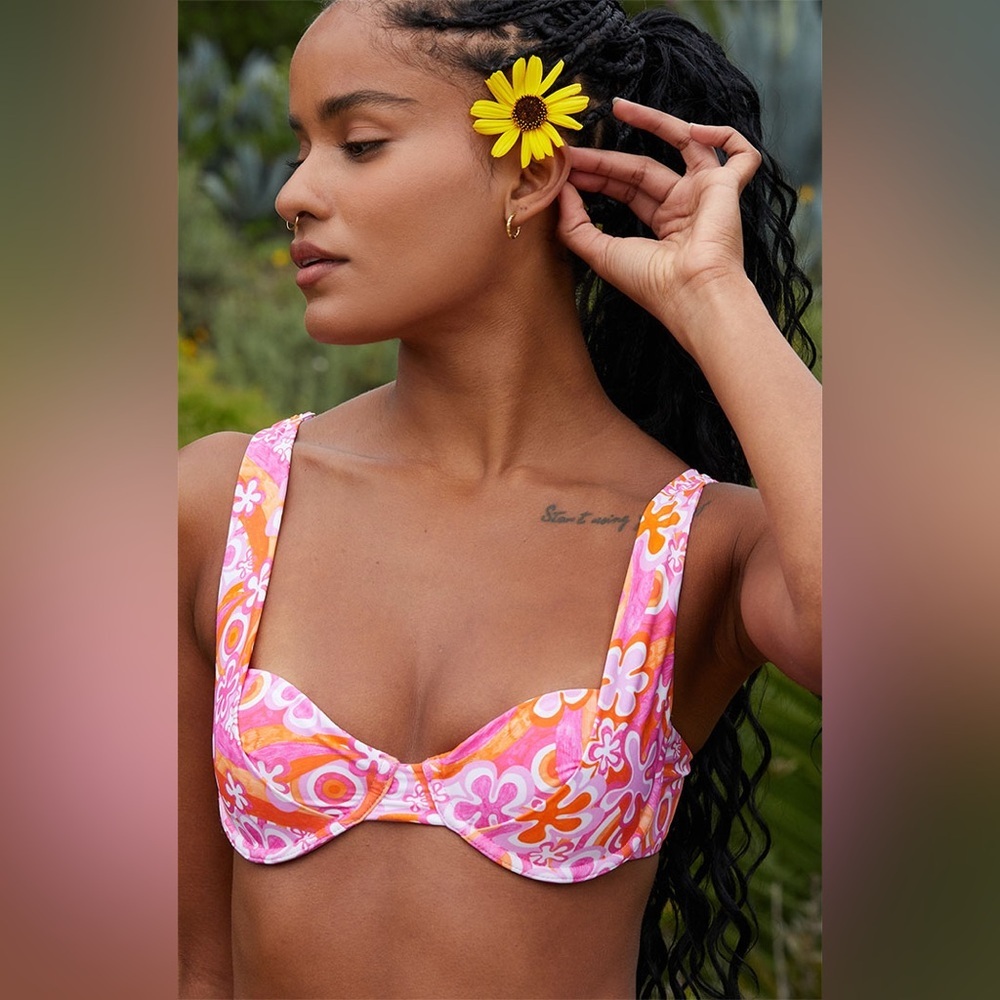 Blackbough Pink and Orange Floral Underwire Bikini Top